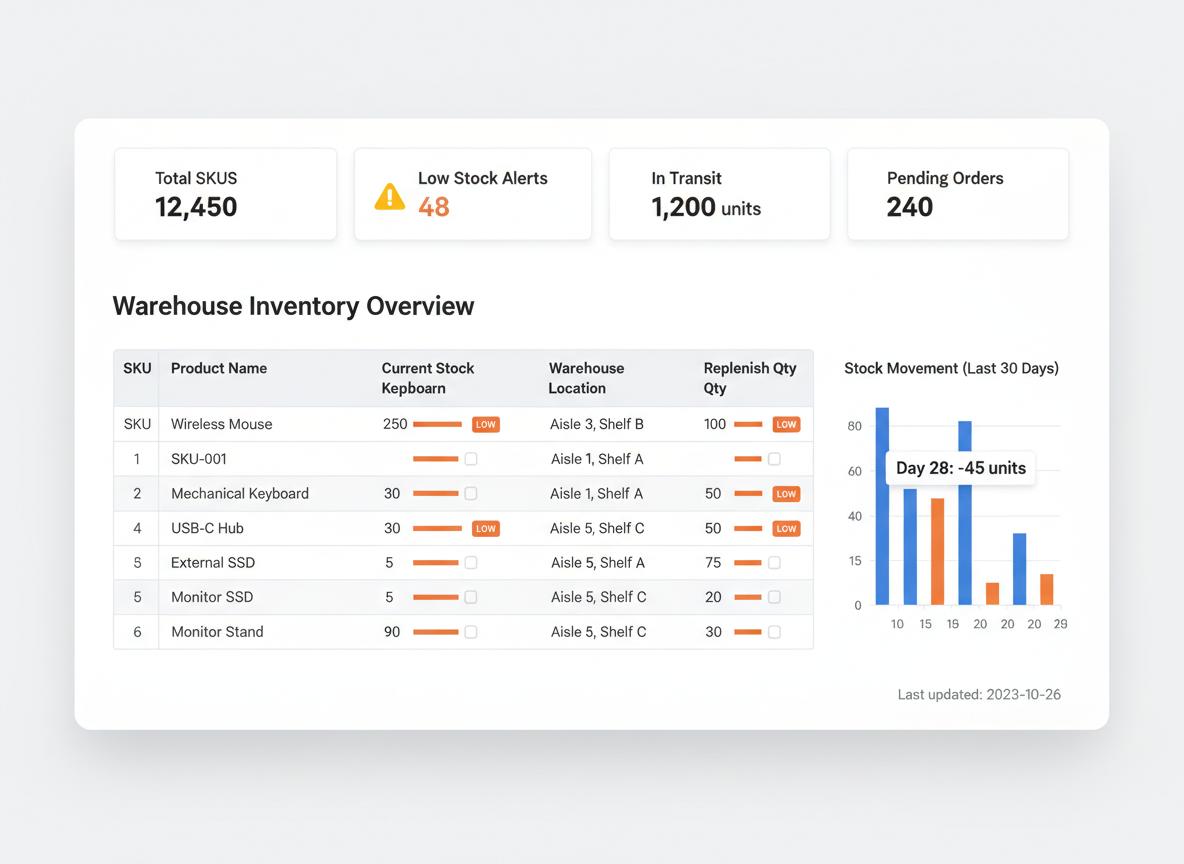 Inventory management dashboard